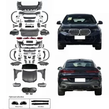 Old to New Front Bumper Headlight Fender Hood Body Kit for BMW X6 E71(08-14) to G06 LCI(24-IN)M-TECH Bodykit