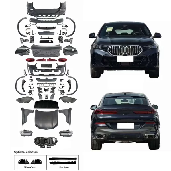 Old to New Front Bumper Headlight Fender Hood Body Kit for BMW X6 E71(08-14) to G06 LCI(24-IN)M-TECH Bodykit