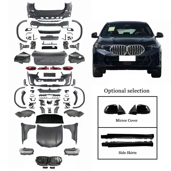 Old to New Front Bumper Headlight Fender Hood Body Kit for BMW X6 E71(08-14) to G06 LCI(24-IN)M-TECH Bodykit - Image 2