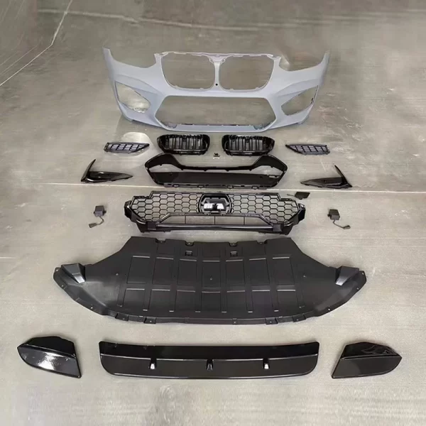 For BMW X4 G02 2017-2021 Change to X4M Style Car Front Bumper with Grille Rear Diffuser Exhaust Pipes - Image 4
