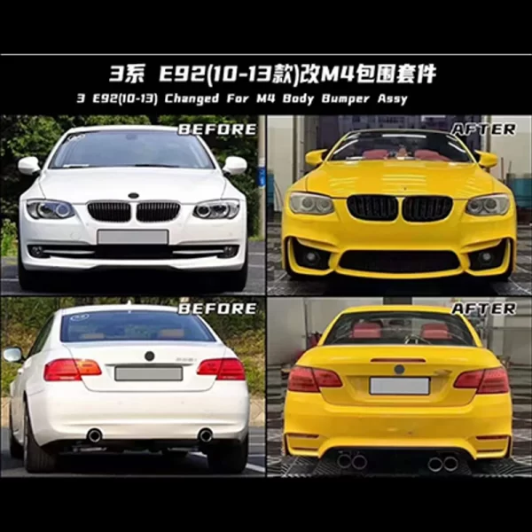 For BMW 3-Series E92 E93(2010-2012) Upgrade to M4 Bodykit Grille Side Skirts Rear Bumper Front Bumper Front Lip - Image 4