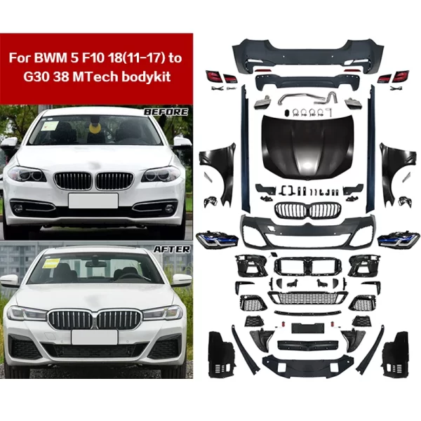 For bmw 5 Series F10 Upgrade G30 LCI Mt Style Body Kit Front Bumper Rear Bumper Hood Grille Headlight Tail Lights - Image 2