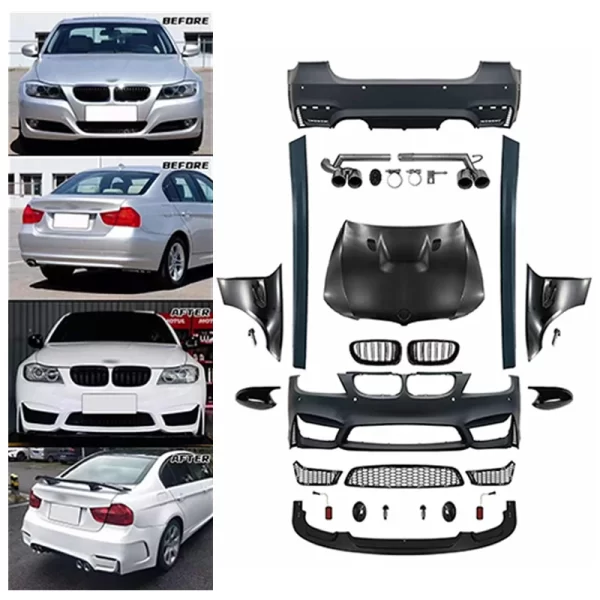 Bodykit for BMW 3 Series E90 330I 325I 335I 320I Upgrade M4 Car Bumpers Fenders Engine Hood With or Without Fog Lights 09-11 - Image 2