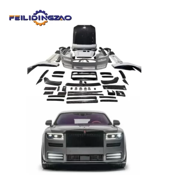For Rolls Royce Ghost 4th Generation Mansory Style Half Carbon Fiber Front Bumper Rear Bumper Grill Body Kit