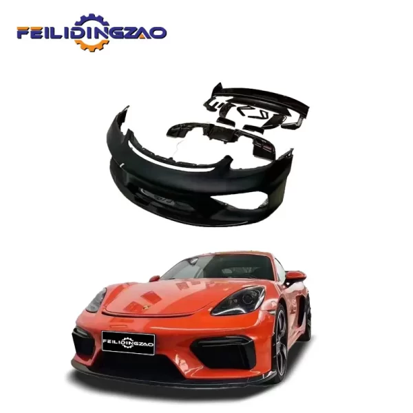 Saar PP Material Front Bumper Side Fender Rear Bumper Exhaust Body Kit for Porsche 718 Cayman Boxster Upgrade to Gt4 Style