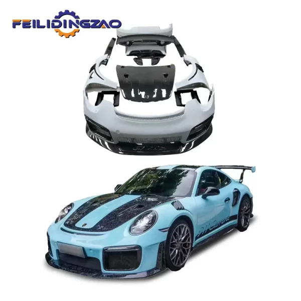 Saar Front Bumper Lip Side Skirts Rear Bumper Front Shroud PP Material Bodykit for Porsche 911 Upgrade GT2 Style Body Kit
