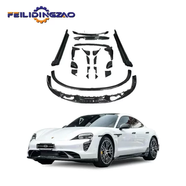 Saar Auto Parts Car Front Bumper Rear Spoiler Side Skirts Body Kit  for Porsche Taycan Facelift to Te-Chart Style Body Kits