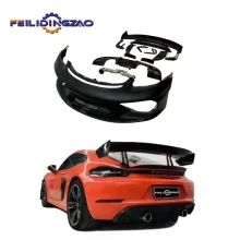 Saar Auto Parts Half Carbon Fiber Bumpers Assembly Tail Wing Body Kits for Porsche 718 Modified GT4 Appearance