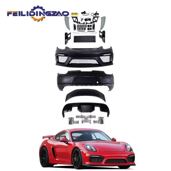 Saar Carbon Fiber  Front Rear Spoiler Side Skirts 987 Updated GT4 Style Car Body Kit for Porsche Cayman Boxster Spyder 987
