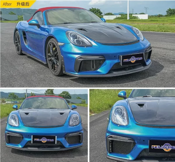 Saar Car PP Carbon Fiber Bumper Lip 982 GT4 Body Kit for Porsche Cayman/Boxster 981 2012-2015 Upgrade to 982 GT4 Bodykit - Image 4
