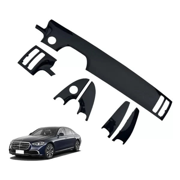Benzz S W223 Carbon Fibre Interior Panel, Central Control Carbon Fibre Peach Wood Interior 6-piece Set, Interior Modification