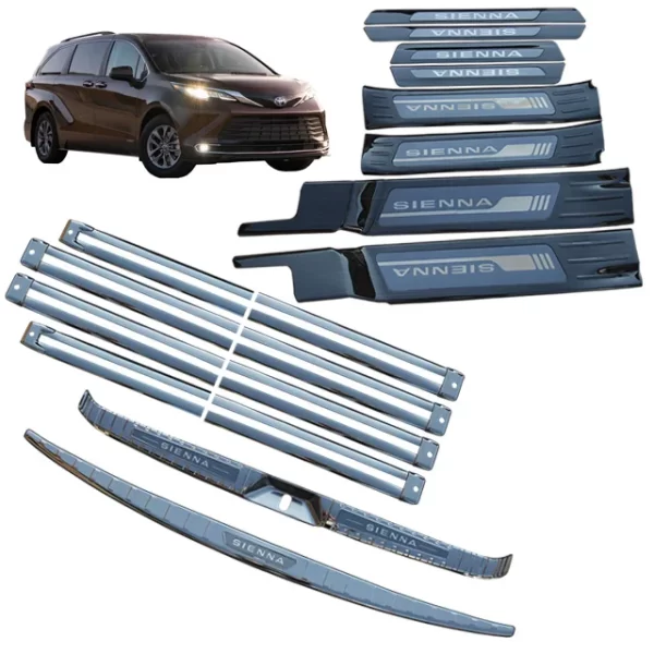 Siennaa Welcome Pedal Track Trim Rear Tailgate Guard Modification of Stainless Steel Bright bar Siennaa