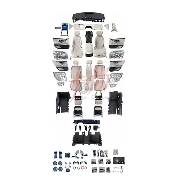New Design W221 Upgrade to W223 Interior Kit  Modification Interior Modification of Center Console Seat Leather Cover
