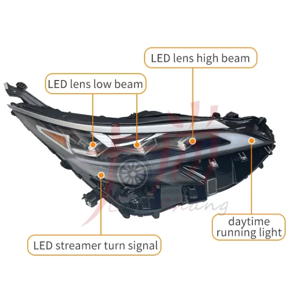 Applicable to 21-122 Siennaa Headlamp Assembly ES Three Eye Streamer Turn signal LED Lens Headlamp Assembly - Image 2
