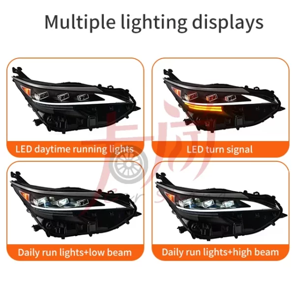 Applicable to 21-122 Siennaa Headlamp Assembly ES Three Eye Streamer Turn signal LED Lens Headlamp Assembly - Image 3