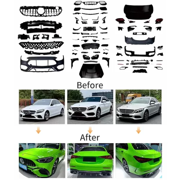 Applicable for Benzz C-Class W205 Upgrade W206  Body Kit Headlight Grille Mirror Surface Label Front  Rear Bumper Modification - Image 2
