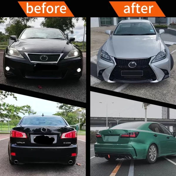 Lexus 06-12 IS250/300 Modified Large Surround Headlights, Tail Lights, Old Models Changed to New Front and Rear Bars Old to New - Image 4