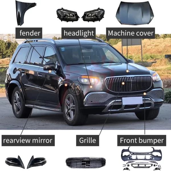 Applicable to Benzz GL164 Upgrade GLS X167 Surround Kit Front and Rear Bumper Assembly Headlight Tail Light Modification - Image 2