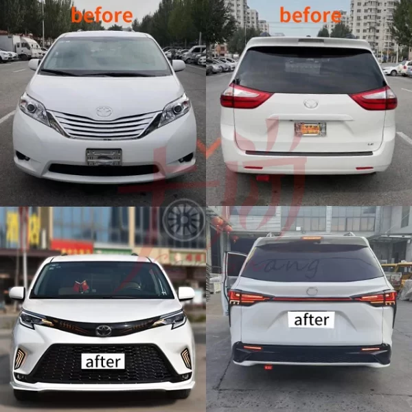 Applicable to 11-20  Toyotaa Siennaa Upgraded 2021 New Body Kit Front and Rear Bumper Assembly Headlight Modification - Image 4