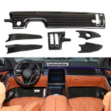 Maybach S W223 Piano Black Interior Panel, Central Control Peach Wood Grain Interior 6-piece Set, Interior Modification