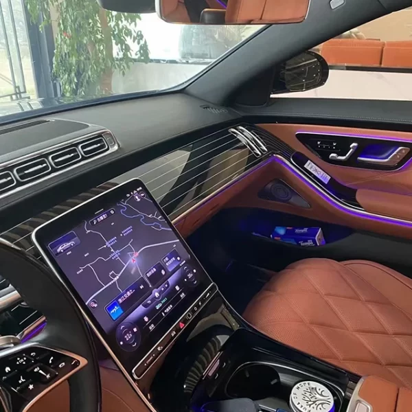 Maybach S W223 Piano Black Interior Panel, Central Control Peach Wood Grain Interior 6-piece Set, Interior Modification - Image 3