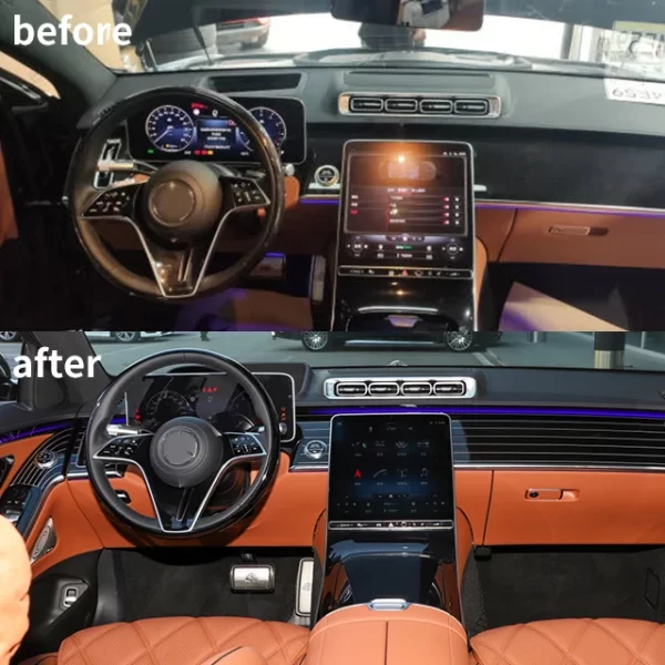 Maybach S W223 Piano Black Interior Panel, Central Control Peach Wood Grain Interior 6-piece Set, Interior Modification - Image 4