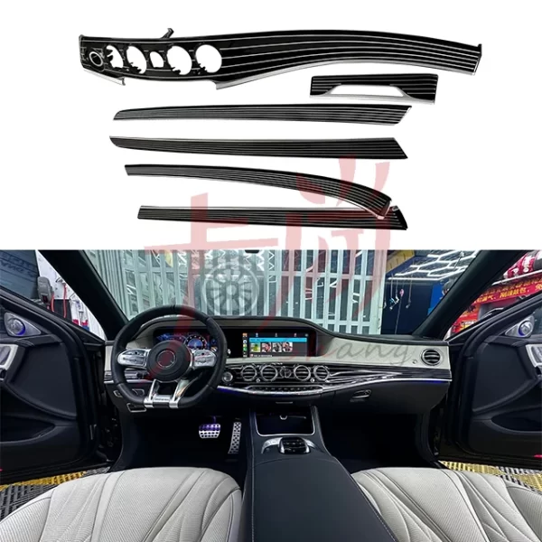 Maybach s W222 Piano Black Interior Panel, Central Control Peach Wood Grain Interior 6 12 18-piece Set,  Interior Modific - Image 2
