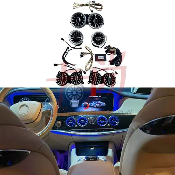 Applicable to  Benzz S-Class W222 Front and Rear  air Outlets with Ambient Lighting 7/64 Color Turbine air Outlet Modification - Image 2