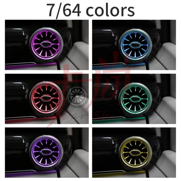 Applicable to  Benzz S-Class W222 Front and Rear  air Outlets with Ambient Lighting 7/64 Color Turbine air Outlet Modification - Image 4