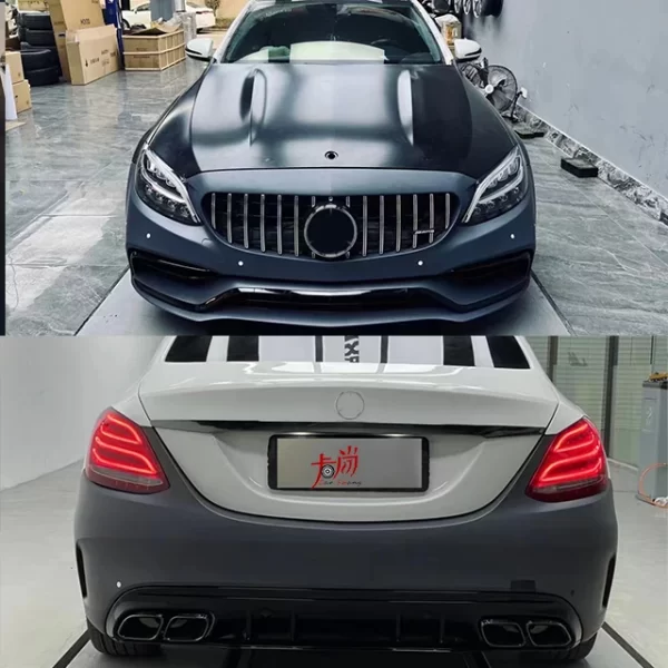 Applicable for Benzz C-Class W205 Upgrade AMG63 1:1 Narrow Body Kit Grille Mirror Surface Label Front  Rear Bumper Modification - Image 2