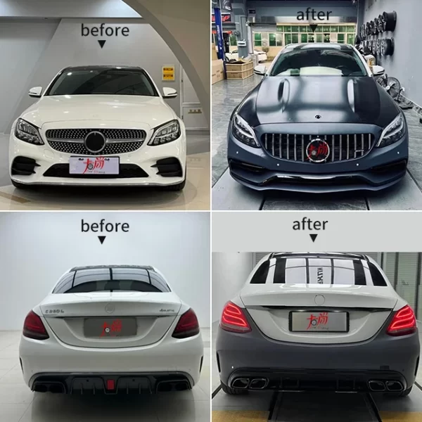 Applicable for Benzz C-Class W205 Upgrade AMG63 1:1 Narrow Body Kit Grille Mirror Surface Label Front  Rear Bumper Modification - Image 3