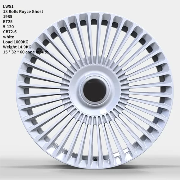 Applicable to Rolls-Roycee Ghost Car Rim Forged Wheels, Wheel Nave Customized Ivory White Lightweight Wheel Modification - Image 2
