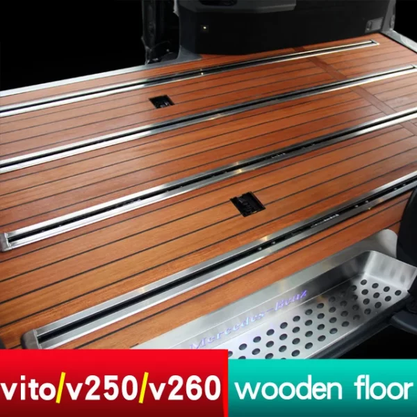 Wood Floor & Floor Mat Carpet & Welcome Pedal Track Trim & Rear Tailgate Guard for Vito V250 V260 W447 - Image 2