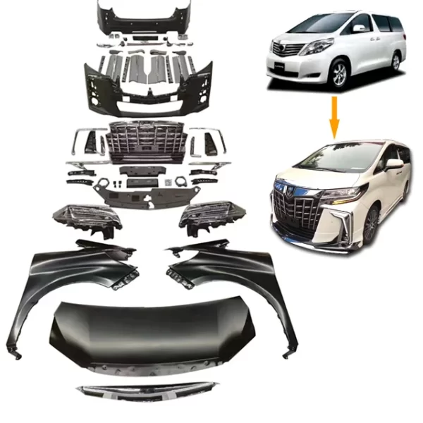 Front&Rear Bumper Body Kit with Three Eyes Lamp for Alphard 2008-2015 to 2020