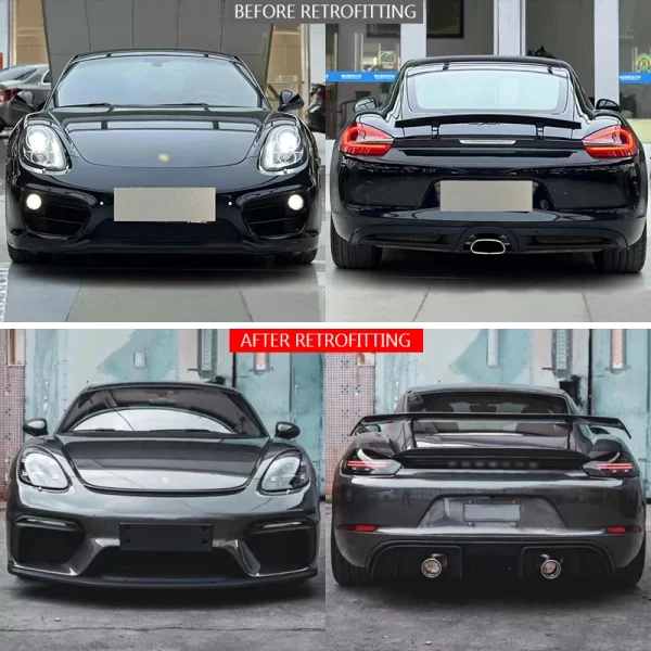 Car Bumper Head Lamp Bodykit for Porsche 2012-2016  Cayman Boxster 981 Upgrade 718 GT4 Old to New Body Kit Front Spoiler for Car - Image 2