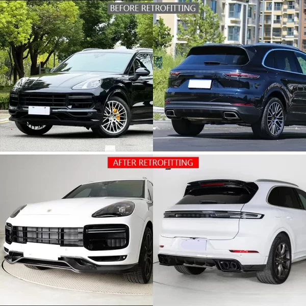 For Porsche Turbo Cayenne 2018-2023 Car Modification Upgrade, Tecat Carbon Fiber Front Bumper Front Lip Rear Bumper Rear Lip - Image 2