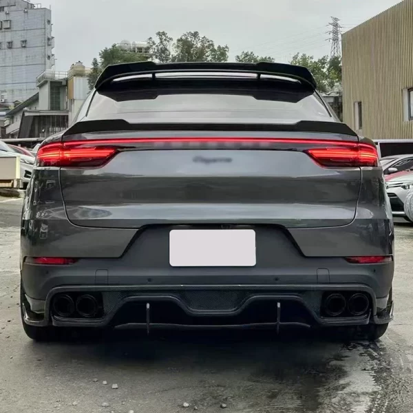 For Porsche 2018-2023 Cayenne S Sport Design Upgrade Kit Carbon Fiber Front Lip & Rear Bumper Lip Turbo New Condition - Image 5