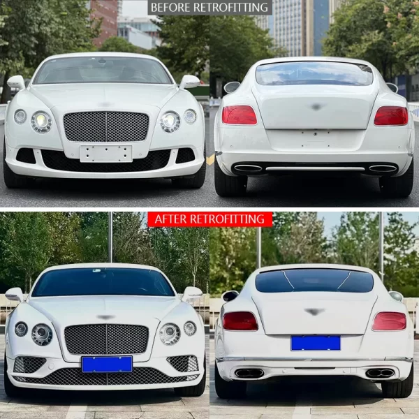 For Bentley Continental GT 2012-2015 Upgrade 2019 Supersport Body Kit Front and Rear Bumpers with Fog Light Cut Outs - Image 2
