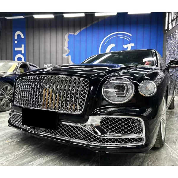 For Bentley Flying Spur 2005-2019 Upgrade 2022 Front and Rear Bumpers with New Headlights and Fog Light Cut-Outs - Image 3