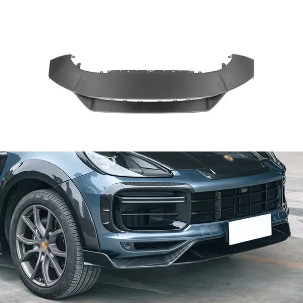 For Porsche Cayenne Turbo 2018-2023 Carbon Fiber Front Lip Lower Deflector New Bumper Upgrade Front Spoiler for Car