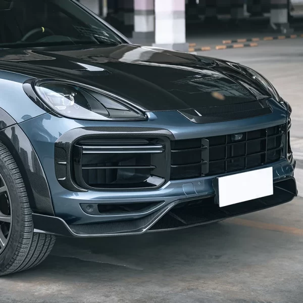 For Porsche Cayenne Turbo 2018-2023 Carbon Fiber Front Lip Lower Deflector New Bumper Upgrade Front Spoiler for Car - Image 2