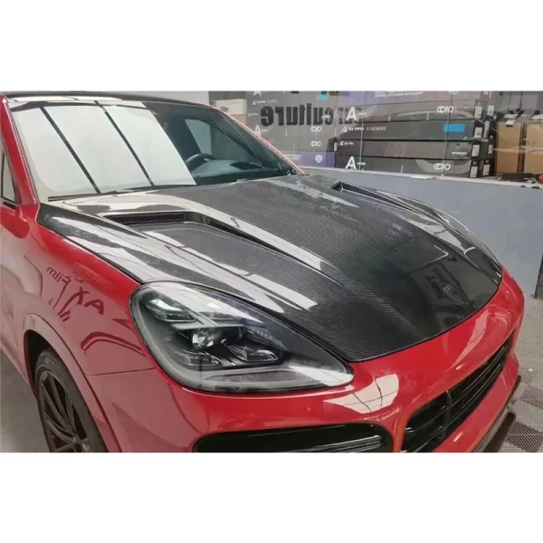 For Porsche Cayenne 2018-2023 9Y0 Carbon Fiber Engine Hood Dry Carbon 9YA Techart Front Bumper Upgrade New Condition - Image 5
