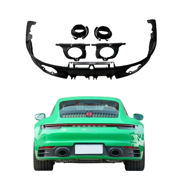 2020-2023 for Porsche 911 Carrera Car Modification Upgrade Kit Rear Bumper Exhaust Body Sport Exhaust Pipe Fog Light Cut-Outs Ne - Image 2