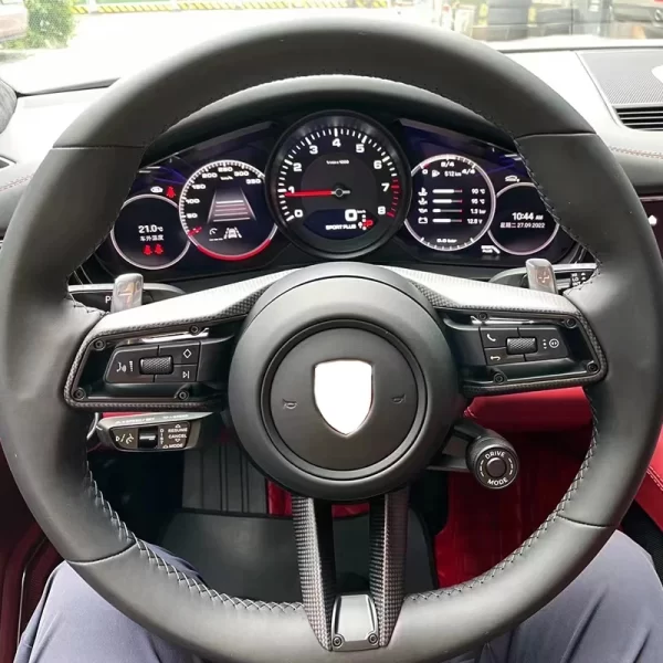 For Porsche Panamera Cayenne Macan 992 911 971 Carbon Fiber Steering Wheel Trim Accessory Upgrade for 992 Car Accessories - Image 2