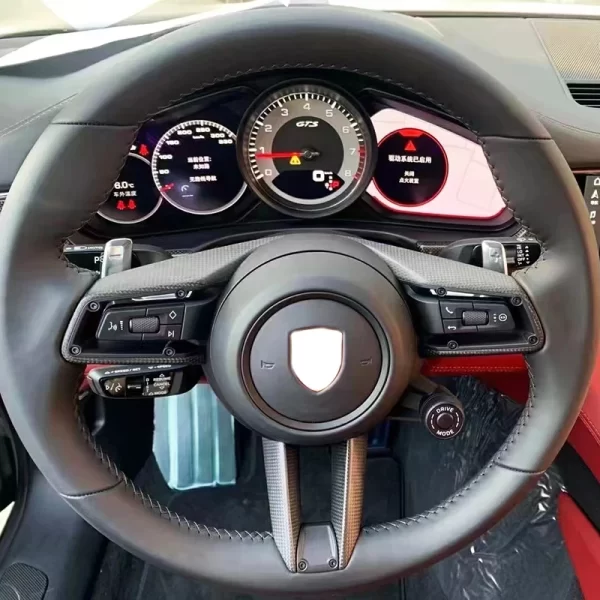 For Porsche Panamera Cayenne Macan 992 911 971 Carbon Fiber Steering Wheel Trim Accessory Upgrade for 992 Car Accessories - Image 3