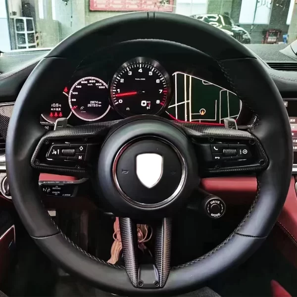 For Porsche Panamera Cayenne Macan 992 911 971 Carbon Fiber Steering Wheel Trim Accessory Upgrade for 992 Car Accessories - Image 4