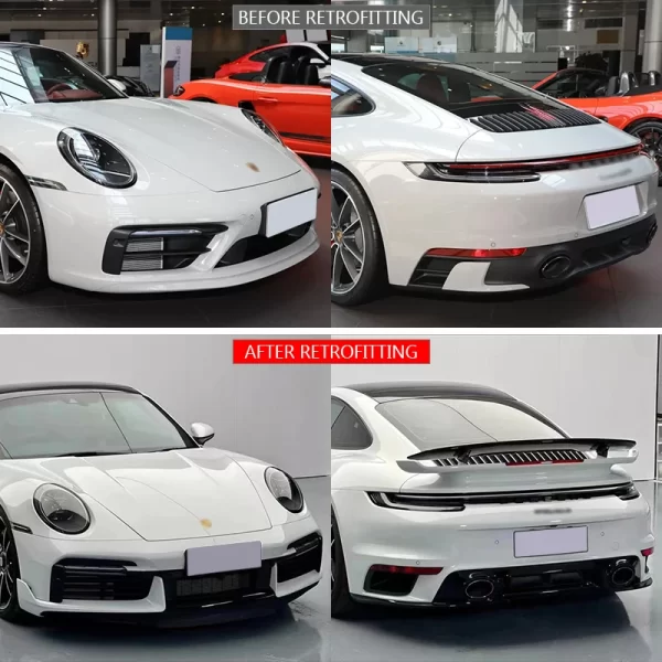 For Porsche 911 2020-2024 Car Modification Body Kit Upgrade Turbo S Front Bumper Daytime Running Lights Rear Bumper PP Material - Image 2