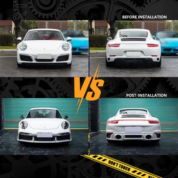 2012-2016 for Porsche 911 Car Modification Body Kit Upgrade 992 Turbo SD Front Bumper Fog Light Cut-Outs PP Material Rear for 99 - Image 2