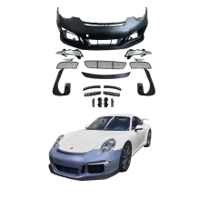 For Porsche 2012-2015 911 GT3 Injection Molded Front Bumper Assembly & Car Grille Body Kit for Upgrade 991 Front Spoiler for Car