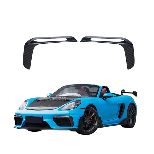 718 GT4RS New Front Bumper Carbon Fiber Lampshade Daytime Running Lights Fog Lights Grille Frame for Cayman Boxster